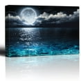thumbnail image 1 of wall26 - Moon Illuminating The Clear Ocean Blue - Canvas Art Wall Art -32"x48", 1 of 4