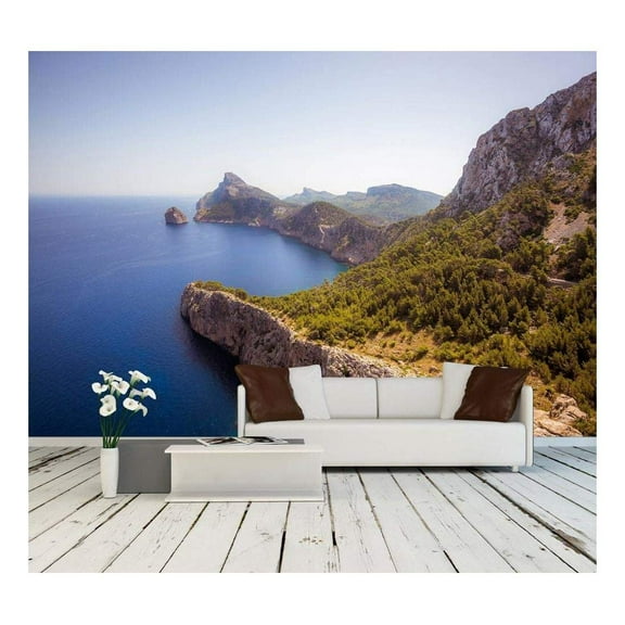 wall26 - Mountains Along The Sea Coast - Removable Wall Mural | Self-Adhesive Large Wallpaper - 66x96 inches