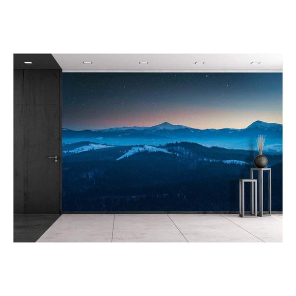wall26 - Nature Landscape Under Starry Sky - Removable Wall Mural | Self-Adhesive Large Wallpaper - 100x144 inches