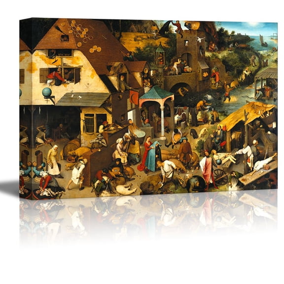 wall26 - Netherlandish Proverbs by Pieter Bruegel The Elder - Canvas Print Wall Art Famous Painting Reproduction - 32" x 48"