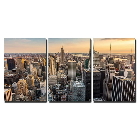 wall26 - New York City Midtown Skyline - Canvas Art Wall Art -24"x36"x3 Panels