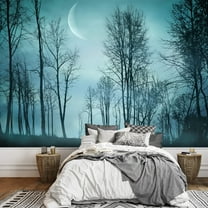 wall26 - Night Forest in Vintage Background - Removable Wall Mural | Self-Adhesive Large Wallpaper - 100x144 inches