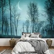wall26 - Night Forest in Vintage Background - Removable Wall Mural | Self-Adhesive Large Wallpaper - 66x96 inches