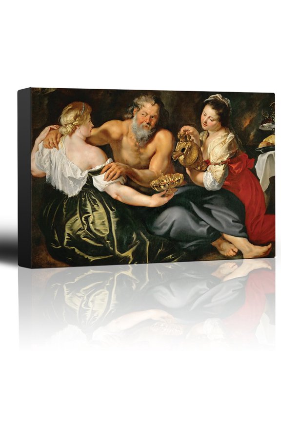 - Oil Painting of Lot and His Daughters by Peter Paul Rubens - Baroque Style - Catholic, Christianity, Religion - Canvas Art Home Art - 12x18 inches