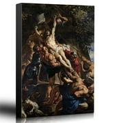 wall26 - Oil Painting of Raising of The Cross by Peter Paul Rubens - Baroque Style - Jesus Christ, Catholic, Christianity - Canvas Art Home Art - 32x48 inches