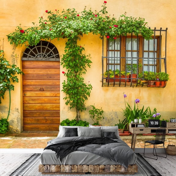 wall26 - Old Airplanes Parked on a Meadow with Snow in a Sunny Day - Removable Wall Mural | Self-Adhesive Large Wallpaper - 100x144 inches