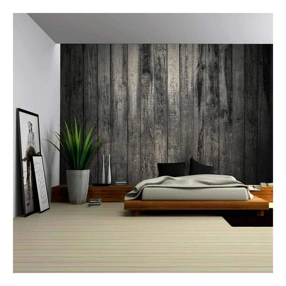 wall26 - Old Dirty Wooden Wall - Removable Wall Mural | Self-Adhesive Large Wallpaper - 66x96 inches
