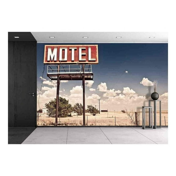 wall26 - Old Motel Sign - Removable Wall Mural | Self-Adhesive Large Wallpaper - 66x96 inches