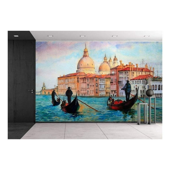 wall26 - Painting of Venice Italy, Painted by Watercolor - Removable Wall Mural | Self-Adhesive Large Wallpaper - 66x96 inches