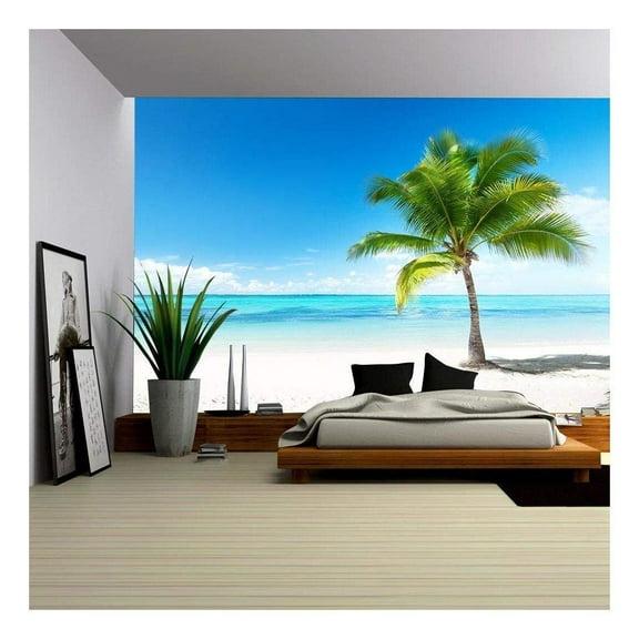 wall26 - Palm and Beach - Removable Wall Mural | Self-Adhesive Large Wallpaper - 100x144 inches