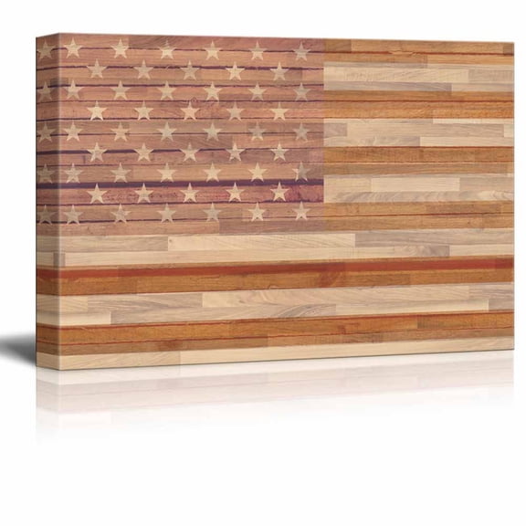 wall26 Paneled wood-textured American flag - Canvas Art Home Decor - 24x36 inches