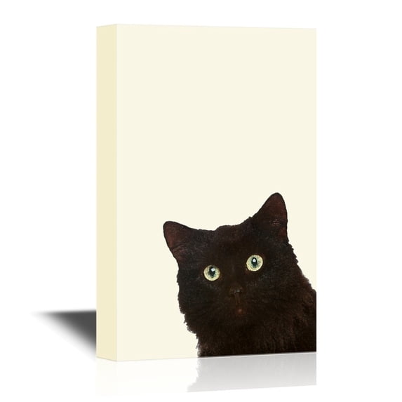 wall26 - Peekaboo Animals Canvas Wall Art - A Black Cat - Gallery Wrap Modern Home Art | Ready to Hang - 12x18 inches