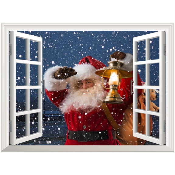 wall26 Peel and Stick Wallpapaer -Collage - | Removable Large Wall Mural Creative Wall Decal (36"x48", 03. Santa Claus Coming on Christmas Eve)