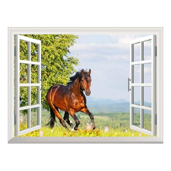 wall26 Peel and Stick Wallpapaer -Collage - | Removable Large Wall Mural Creative Wall Decal (36"x48", Brown Horse)