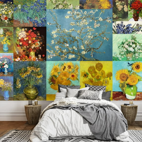 wall26 Peel and Stick Wallpapaer - Famous Paintings Collage by Vincent Van Gogh | Removable Large Wall Mural Creative Wall Decal - 100x144 inches