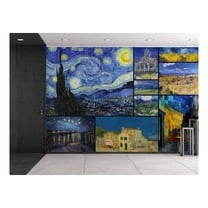 wall26 - Peel and Stick Wallpapaer - Famous Paintings Collage by Vincent Van Gogh | Removable Large Wall Mural Creative Wall Decal - 100x144 inches