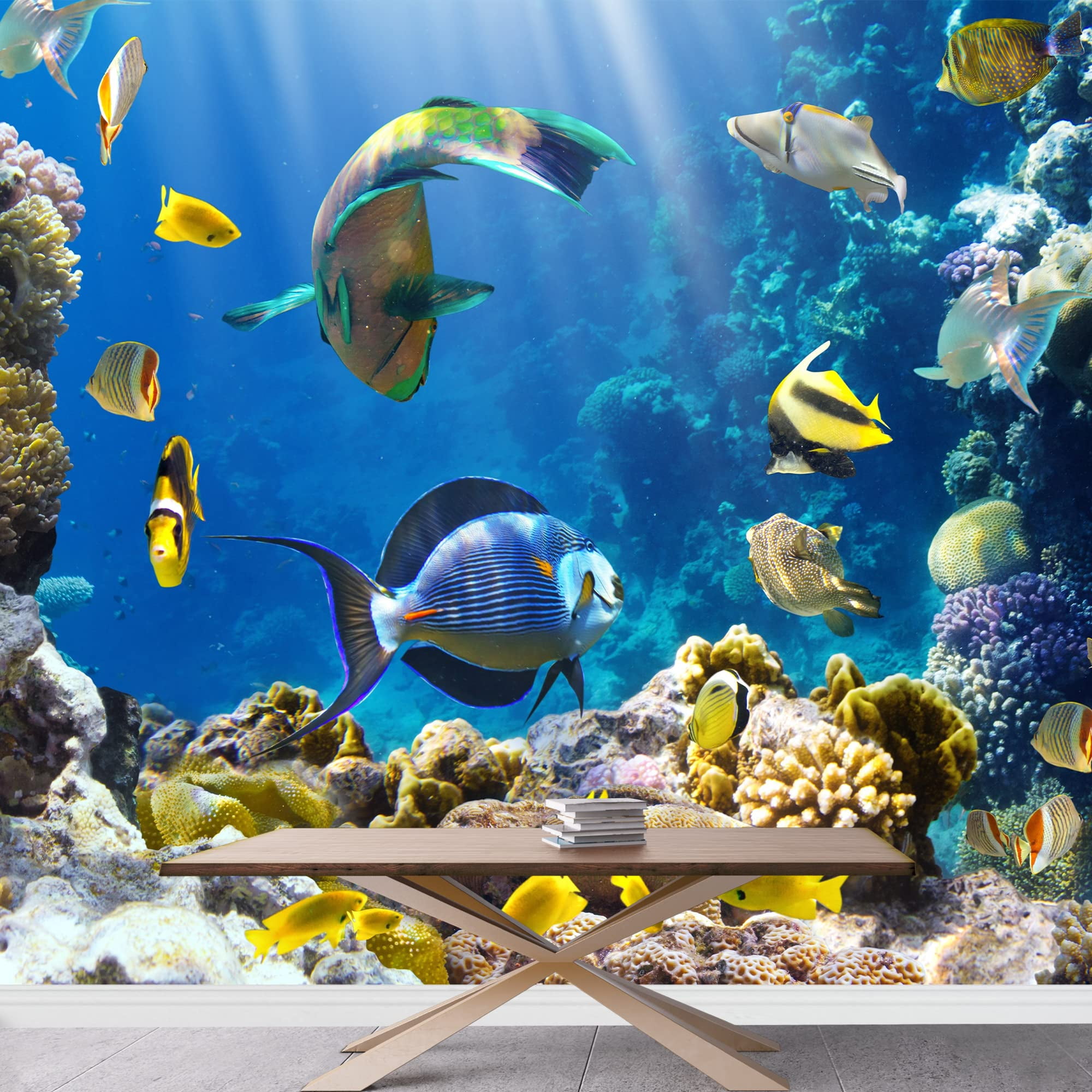 wall26 - Photo of a Tropical Fish on a Coral Reef - Removable Wall Mural |  Self-Adhesive Large Wallpaper - 66x96 inches, image size:2000x2000