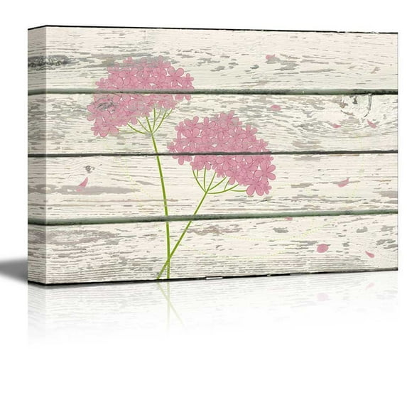 wall26 - Pink Green Flower Petals on a Breeze Artwork - Rustic Canvas Wall Art Home Art - 16x24 inches