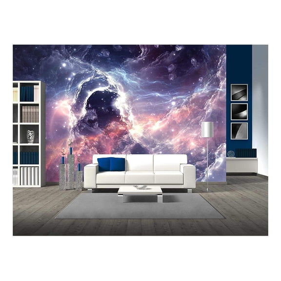 wall26 - Plasmatic Nebula, Deep Outer Space Background with Stars - Removable Wall Mural | Self-Adhesive Large Wallpaper - 100x144 inches