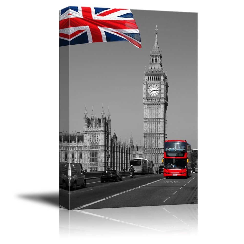 wall26 Pop of Color The British Flag and The Red Bus in London Red