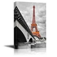 thumbnail image 1 of wall26 - Pop of Color The Eiffel Tower in Paris - Red Color Stands Out Against Black and White Background - Canvas Art Home Art - 12x18 inches, 1 of 4