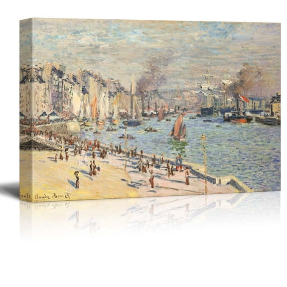 wall26 - Port of Le Havre by Claude Monet - Impressionist Modern Art - Canvas Art Home Art - 16x24 inches