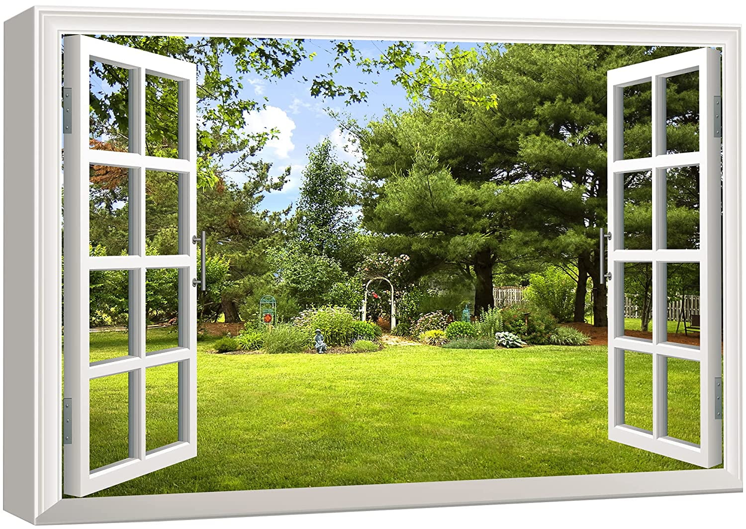 Modern Geometric Landscape Canvas Print with Wood Frame