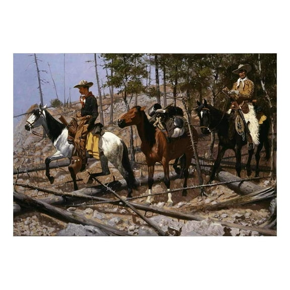 wall26 - Prospecting for Cattle Range by Frederic Remington - American Illustrator - Country Western - Cowboy Culture - Peel and Stick Large Wall Mural, Removable Wallpaper - 100x144 inches