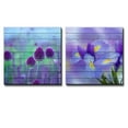 thumbnail image 1 of wall26 - Purple Allium Giganteum Flower Field Along with Purple Irises Over Blurry Watercolor Wooden Panels - Canvas Art Home Art - 12x12 inches, 1 of 4