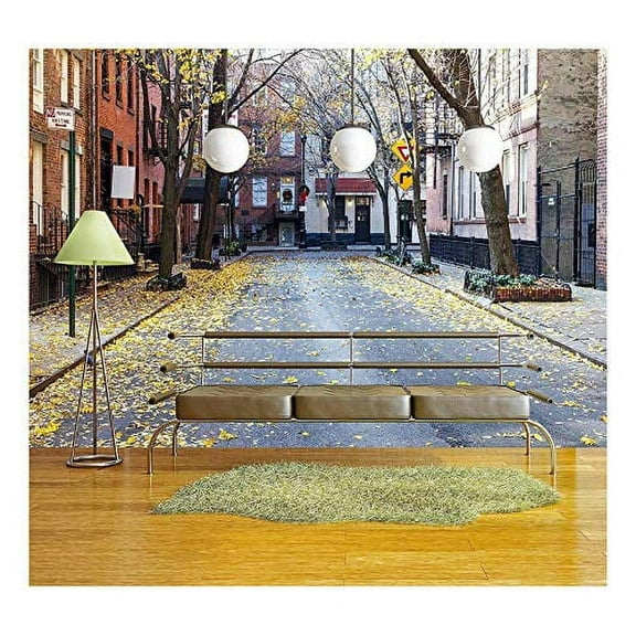 wall26 - Quiet Empty Commerce Street in The Historic Greenwich Village Neighborhood of Manhattan, New York City - Removable Wall Mural | Self-Adhesive Large Wallpaper - 100x144 inches