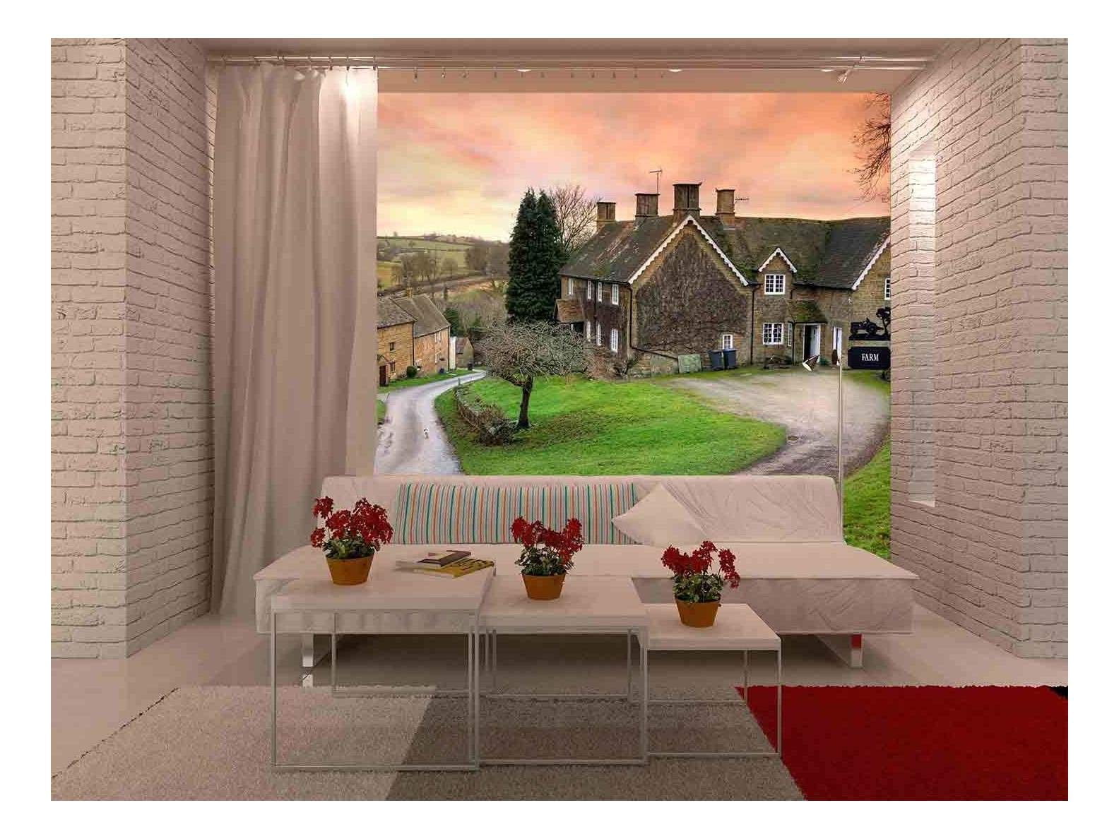wall26 - Quiet Manor in Village - Removable Wall Mural | Self-Adhesive Large Wallpaper - 66x96 inches