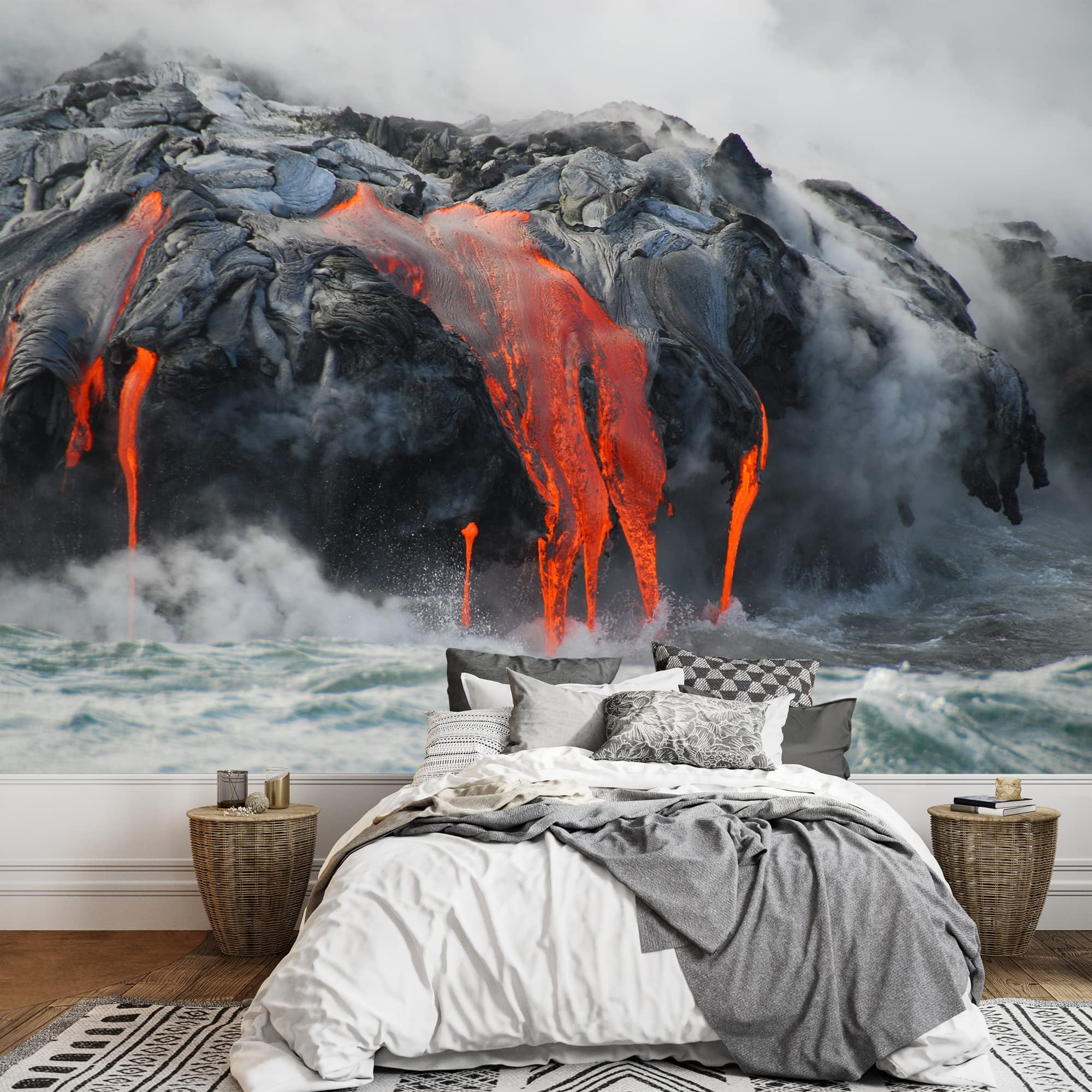 wall26 - Red Hot Lava from Kilauea Volcano on The Big Island of