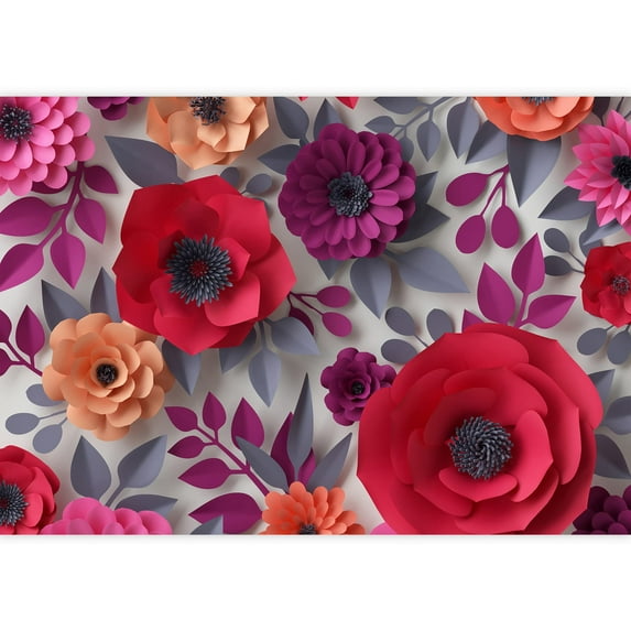 wall26 - Red Pink Flowers Bridal Bouquet - 3D Canvas Art Wall Decor - 100"x144"