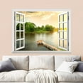 thumbnail image 1 of wall26 Removable Wall Sticker/Wall Mural - A Small Wood Pier for Fishing at a River | Creative Window View Wall Decor - 24 Inchx32 Inch, 1 of 6