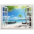 thumbnail image 1 of wall26 Removable Wall Sticker/Wall Mural - Boat on The Oceanside | Creative Window View Wall Decor - 36"x48", 1 of 4