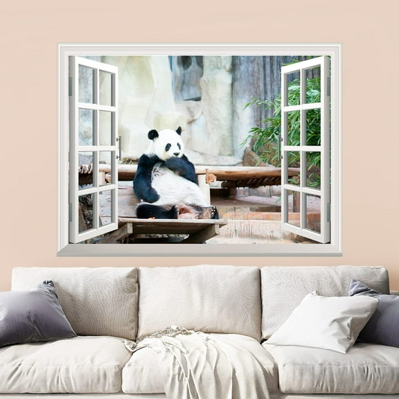 wall26 Removable Wall Sticker/Wall Mural - Cute Giant Panda | Creative Window View Wall Decor - 24 Inchx32 Inch