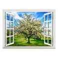 thumbnail image 1 of wall26 Removable Wall Sticker/Wall Mural - Idyllic Rural Landscape in Spring with a Beautifully Blossoming Apple Tree | Creative Window View Home Decor/Wall Decor - 24"x32", 1 of 5
