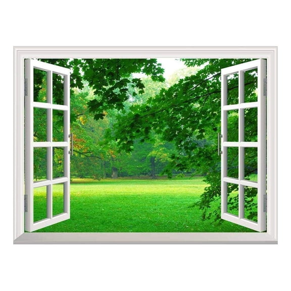 wall26 Removable Wall Sticker/Wall Mural - Park in Autumn | Creative Window View Wall Decor - 36"x48"