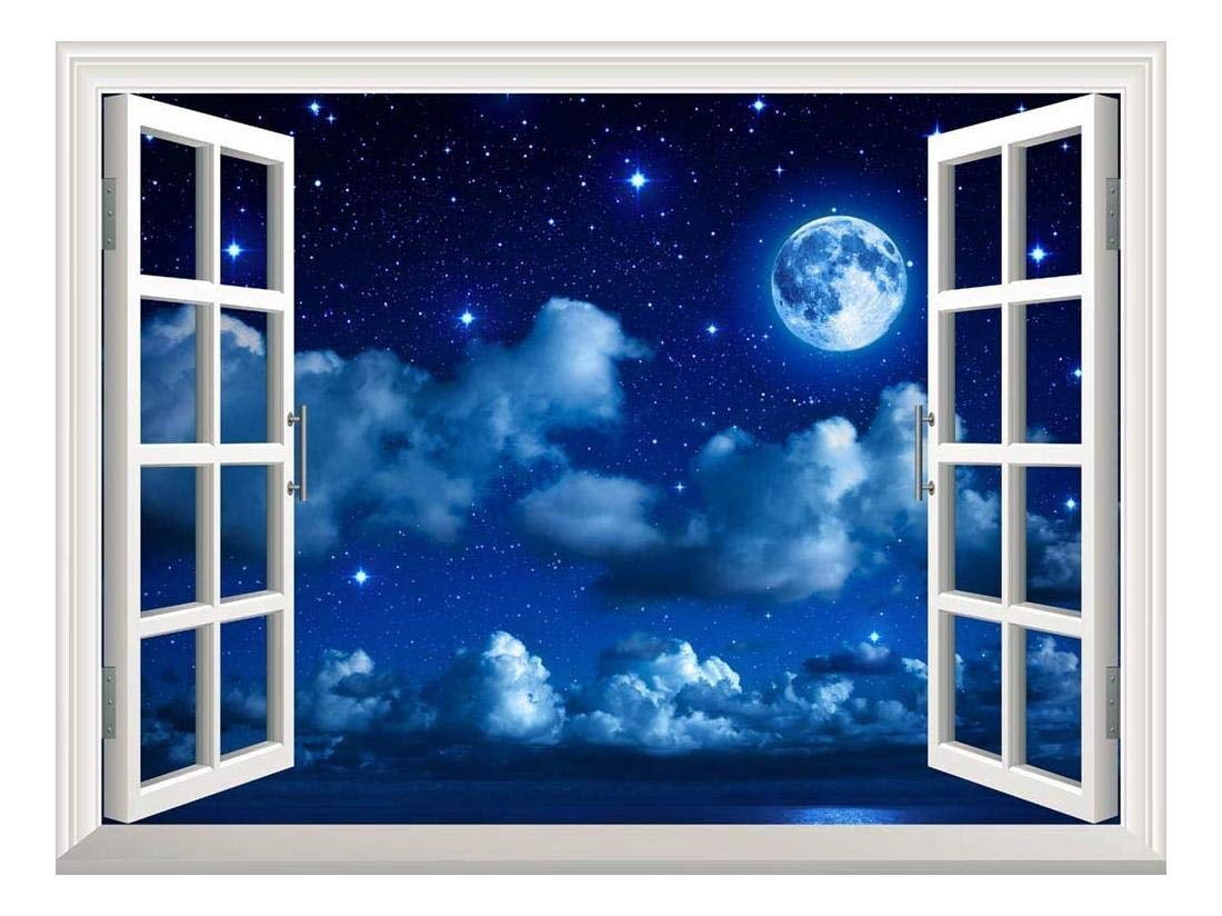 wall26 Removable Wall Sticker/Wall Mural - Super Moon in Starry Sky ...