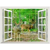 wall26 Removable Wall Sticker/Wall Mural - Whitetail Deer/Buck in Velvet Standing in The Woods | Creative Window View Home Decor/Wall Decor - 36"x48"