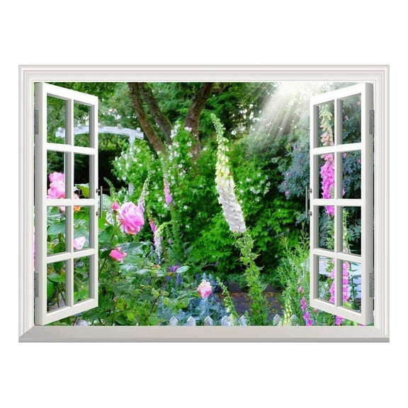 wall26 Removable Wall Sticker/Wall Mural - Wild Flowers in Spring | Creative Window View Wall Decor - 24"x32"
