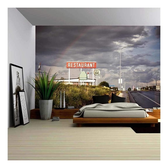 wall26 - Restaurant Sign Along Historic Route 66 in Texas. Vintage Processing. - Removable Wall Mural | Self-Adhesive Large Wallpaper - 100x144 inches