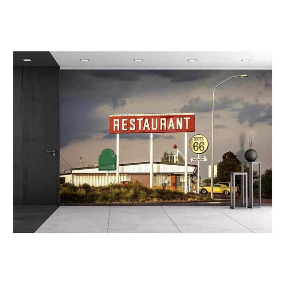 wall26 - Restaurant Sign Along Historic Route 66 in Texas. Vintage Processing. - Removable Wall Mural | Self-Adhesive Large Wallpaper - 66x96 inches