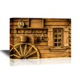 thumbnail image 1 of wall26 Retro Style Canvas Wall Art - Detail of Old Wagon Wheel Next to a Wooden Wild West Typical House - Gallery Wrap Modern Home Art | Ready to Hang - 12x18 inches, 1 of 3