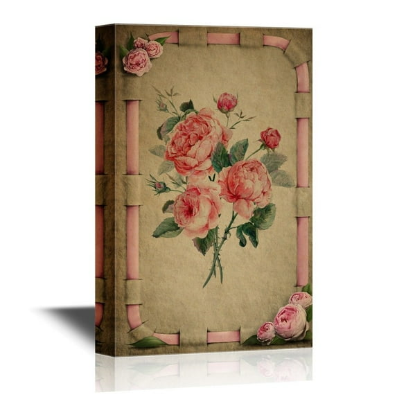 wall26 - Retro Style Canvas Wall Art - Rose - Vintage Style Giclee Print Gallery Wrap Modern Home Art | Ready to Hang - 32x48 inches