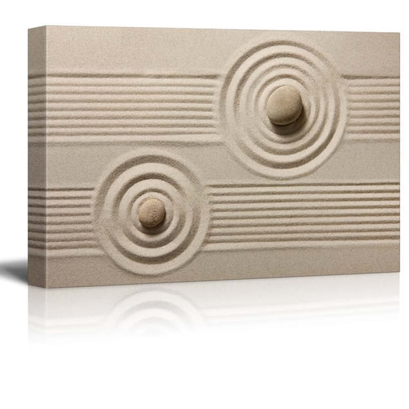 wall26 Rocks Over a Rippled Sand Effect and Straight Lines - Canvas Art Home Decor - 12x18 inches