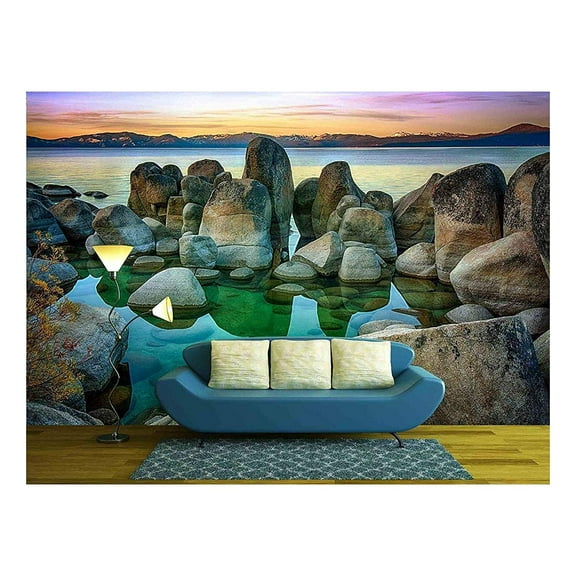wall26 - Rocks in a Lake, Lake Tahoe, Sierra Nevada, California, USA - Removable Wall Mural | Self-Adhesive Large Wallpaper - 100x144 inches