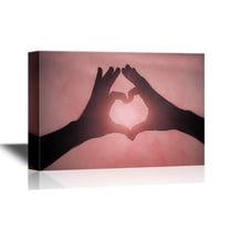 wall26 Romantic Canvas Wall Art - Lover Form a Heart Shape with Their Hands - Gallery Wrap Modern Home Art | Ready to Hang - 32x48 inches
