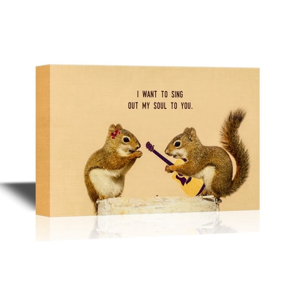 wall26 - Romantic Squirrel - Canvas Wall Art - 12x18 inches