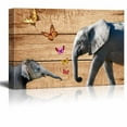 thumbnail image 1 of wall26 - Rustic Canvas Wall Art - Elephants and Butterflies on Vintage Wood Background - Giclee Print Modern Wall Art | Stretched Gallery Wrap Ready to Hang Home Decoration - 16x24 inches, 1 of 4